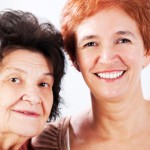 Aging mother and mature daughter.